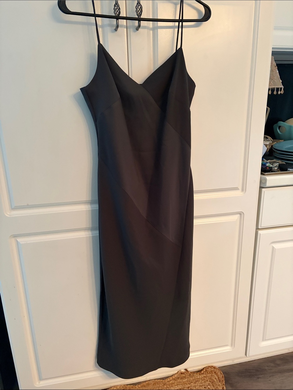 Banana Republic GRAY  Slip Midi Dress with V-Neck